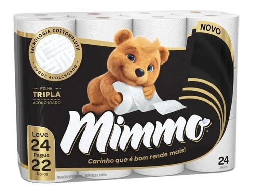 Imagem 1 de 2 de Papel Higiênico Folha Tripla Neutro 20m 24 Rolos Mimmo