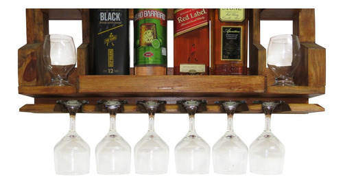 Imagem 9 de 9 de Bar Adega Parede Madeira Rústica Garrafas Porta Taças Copos