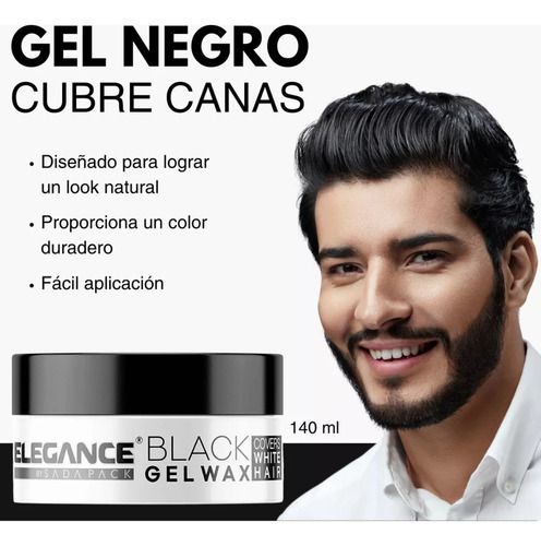Elegance Cera Cubre Canas Cabello Wax Color Negro Tarro 140g