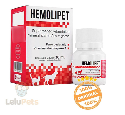 Hemolipet 30ml Suplemento Avert Para Cachorro E Gato