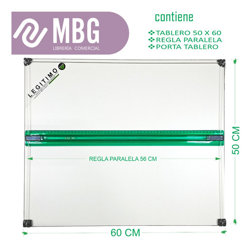 Imagen 2 de 7 de Tablero Pizzini 50 X 60 Con Paralelografo Sin Atril