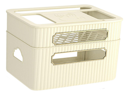 Caja De Almacenamiento De Enrutador, Caja Beige De 2 Niveles