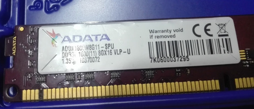 Memoria Ram 8gb 1x8gb Adata Addx1600w8g11 P/pc