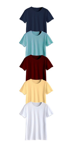 Playeras Colores  Algodón Suave Paquete 5 U Cuello Redondo