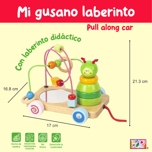 H Juguete De Madera Mi Gusano Laberinto Teach Play For