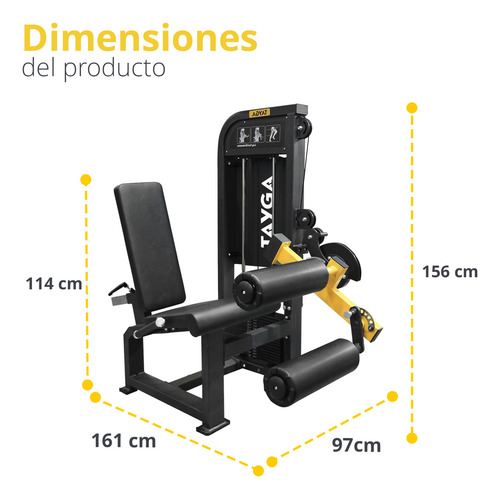 Maquina Extensión Curl De Pierna Peso Integrado Tayga Estructura Negro Tapizado Negro