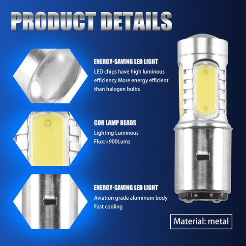 Bombilla Led Blanca Ba20d H6 4 Cob De 12 V Para Bicicleta, C
