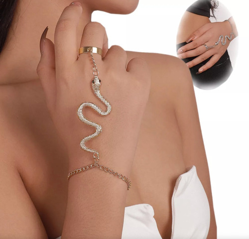 Pulseras Anillo Body Mujer Latido Serpiente Fashion Cristal