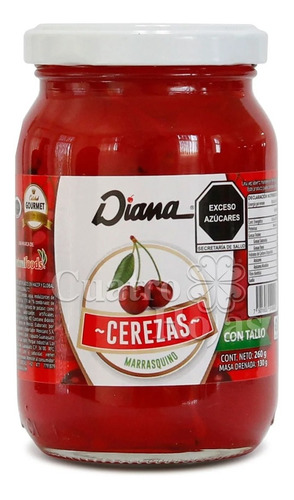 Cereza Roja Diana Tipo Marrasquino Frasco 260 Gr.