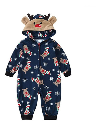 Pijama De Reno Navideño Familiar Con Capucha Para Bebé De 3