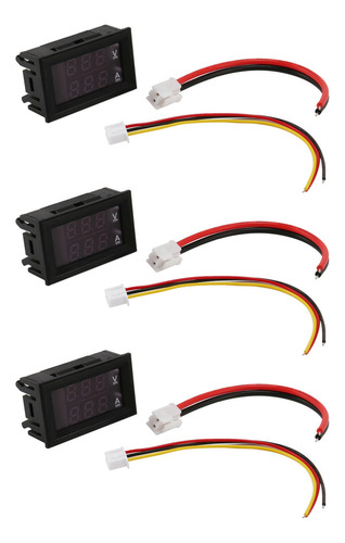 3 Voltímetros Digitales De Corriente Continua, 100 V, 10 A,