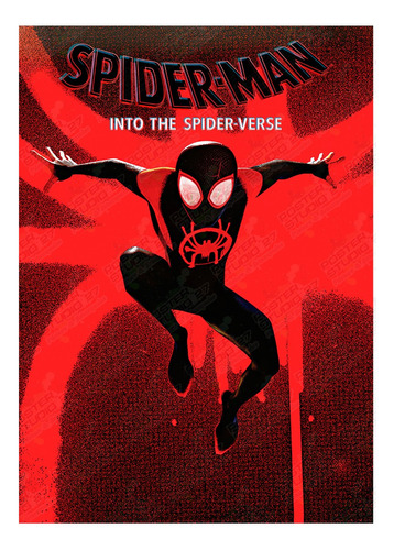 Póster Decorativo Comic Black Spiderman In Spiderverse