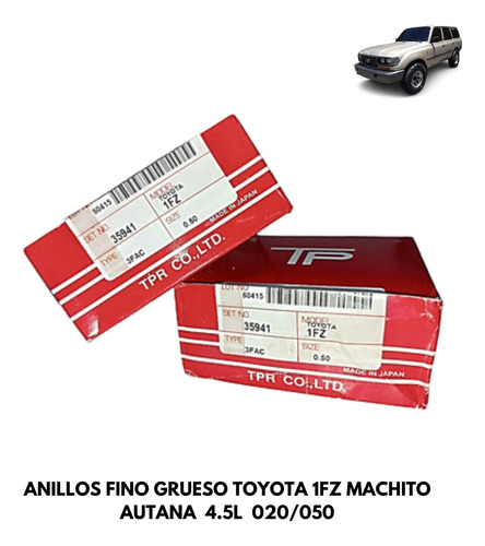 Anillos Para Toyota Fino Grueso 4.5 Machito Burbuja 1fz 020