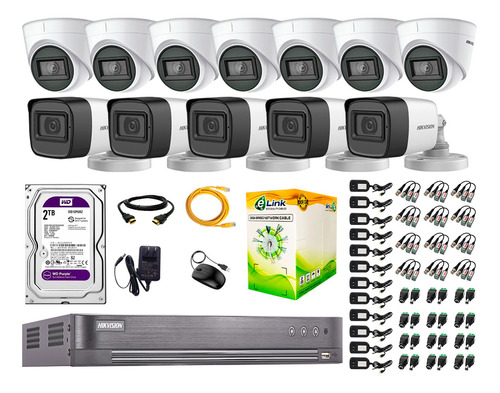 Cámaras De Seguridad Kit 12 Hikvision 5mp | 06 Camaras Audio