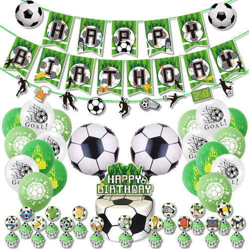 Kit Cumpleaños Fútbol Cotillón Globos Alta Calidad