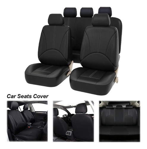 Protector De Fundas De Asiento De Coche De Negro 9 Piezas