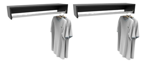 Kit 2 Closet One. Estante de pared Arara para ropa, color negro