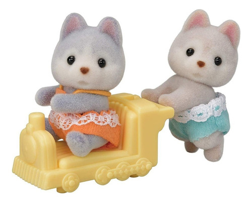 Sylvanian Family Calico Critters Husky Twins Perro Muñecos