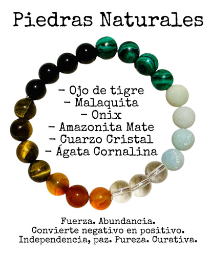 Pulsera Make A Wish! Piedras Naturales Abundancia. Fuerza. Pureza 6 Cm 6 Cm