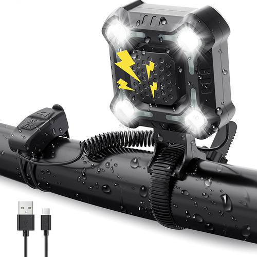 Faro Y Bocina Bicicleta Brillantes Y Recargables For Cic