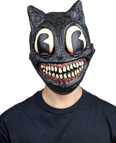 Máscara De Creepypastas Cartoon Cat Disfraz Gato Terrorífico Color Negro Diseño Creepypastas: Cartoon Cat