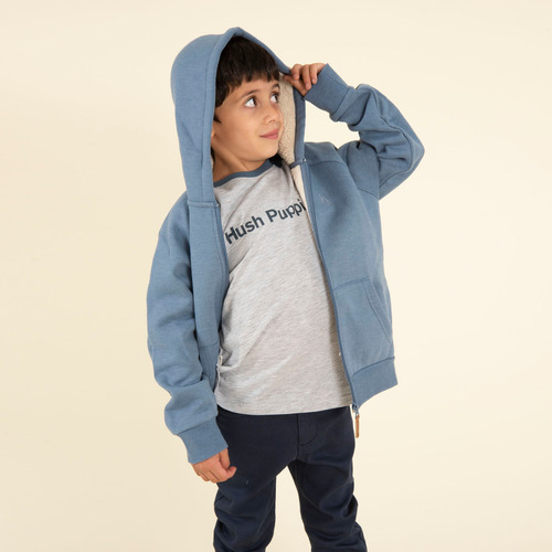 Poleron Hush Puppies Kids Bw22-hod/sherpa Azul Para Niño