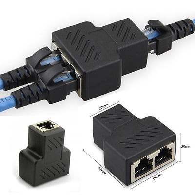 1 A 2 Lan Ethernet Red Rj45 Divisor Extensor Plug Adaptador 