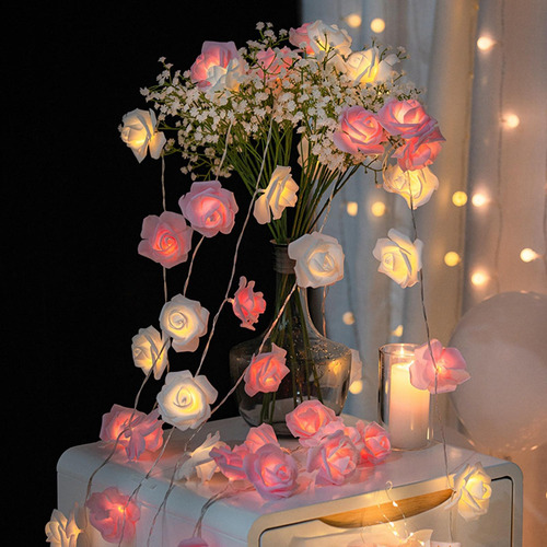 Guirnalda De Luces Led Con Forma De Rosa, Ramo De Flores