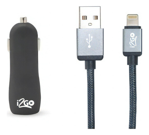 Carregador i2GO Acendedor 2 Saídas usb veicular carregamento rápida preto