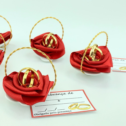 Lembrancinha Casamento Cestinha Com Aliancinhas - Com 50 Pçs