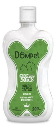 Shampoo Neutro Dompet Para Cães E Gatos 500ml Fragrância Neutra