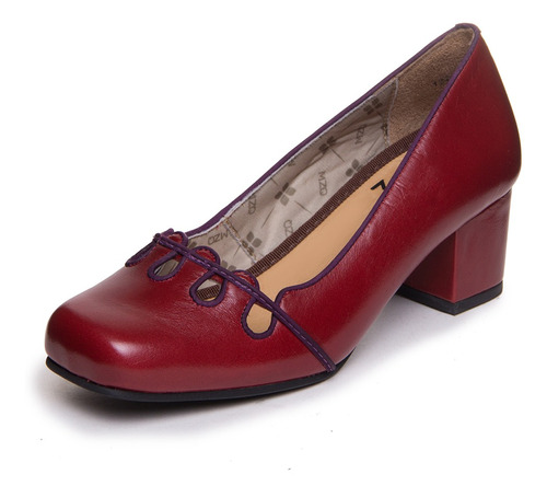 Sapato Feminino Em Couro Vermelho - 7323