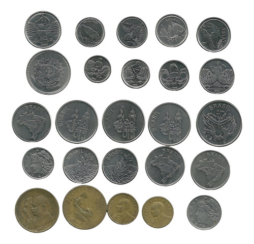 5 Cruzeiros Reais 1994 + 20 Centavos 1945 1946 + 22 Moedas