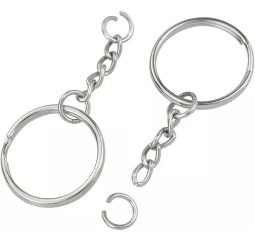 25 Argollas Llavero Sin Fin + Cadena + Union Completo