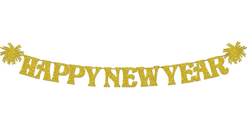 Bye 2020, Hello Con Feliz Año Nuevo Pancarta   Oro Glitter, 