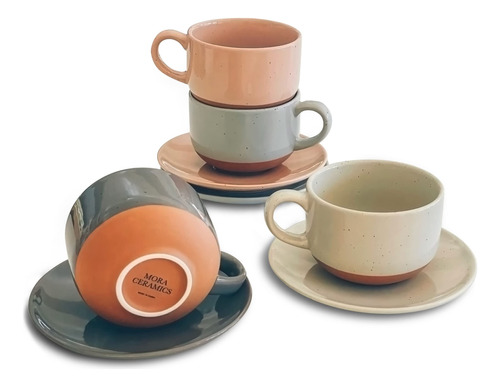 Juego De 4 Tazas De Café De Cerámica 8oz Aptas Microondas/la