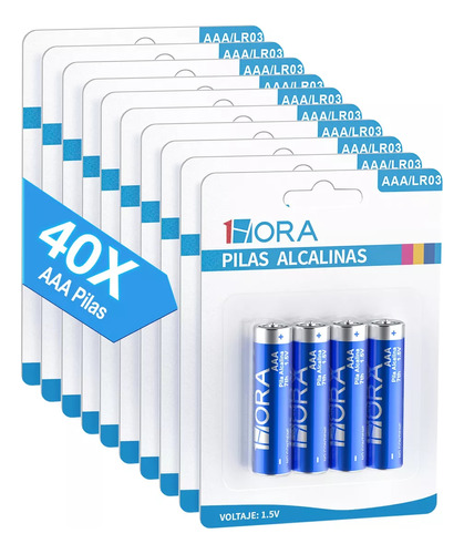 Pilas Aaa Alcalinas Baterias 40 Unidades Aaa No Recargable Larga Duración 1.5v Baterías Desechables Empaquetadas Individualmente Para Juguetes, Reloj, Despertador, Ratones, Teclados