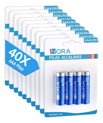 Pilas Aaa Alcalinas Baterias 40 Unidades Aaa No Recargable Larga