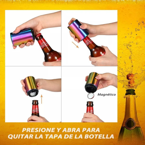 Abridor De Cerveza De Acero Inoxidable De 4 Piezas Con Adsor