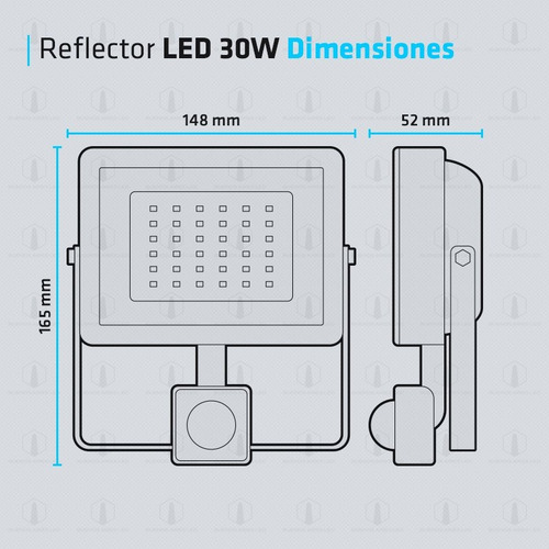Imagen 4 de 10 de Reflector Led 30w iMac Con Sensor Movimiento Alta Potencia