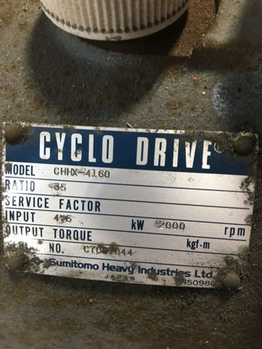 Sumitomo Chhx-4160 Cyclo Drive 2000 Rpm Output Torque Fr Ttf