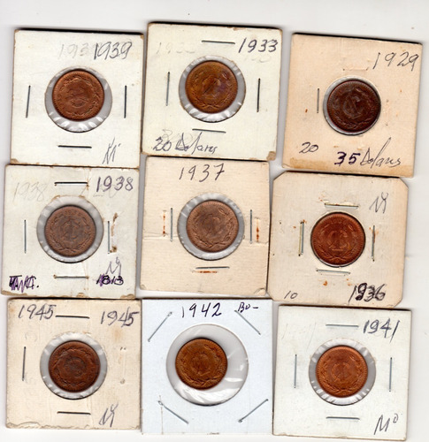 México 1 Centavo,1929, 33,36,37,38,39,41,42,45, 47,48 L1h3