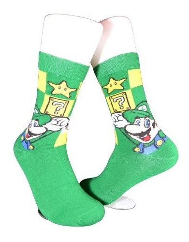 Calcetines Animados Divertidos Super Mario Bros Luigi V2