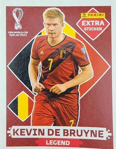 Sticker Extra Kevin De Bruyne Rojo Qatar 2022 Panini.