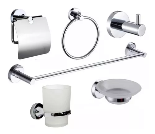 Set Kit De Baño Completo Jabonera Tacho Accesorios 6 Piezas