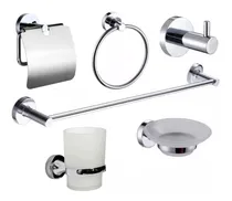 Comprar Kit De Accesorios Para Baños 6 Piezas Cromo Y Vidrio M-2200a