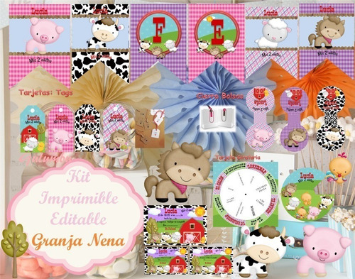 Kit Imprimible Animales De La Granja Decoracion Candy S63