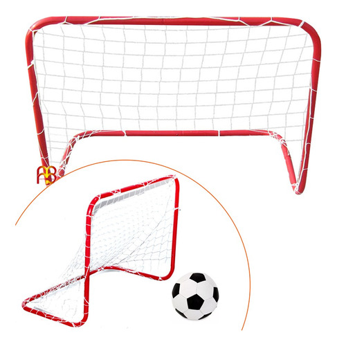 Arco De Futbol De Acero Infantil 90 Cm X 70 Cm +red Y Estaca