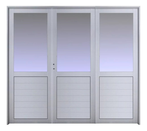 Porton Garage Exterior Aluminio Blanco 1/2 Vidrio 240x200 Cm