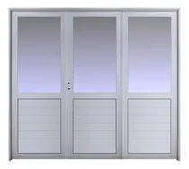 Comprar Porton Garage Exterior Aluminio Blanco 1\u002F2 Vidrio 240x200 Cm